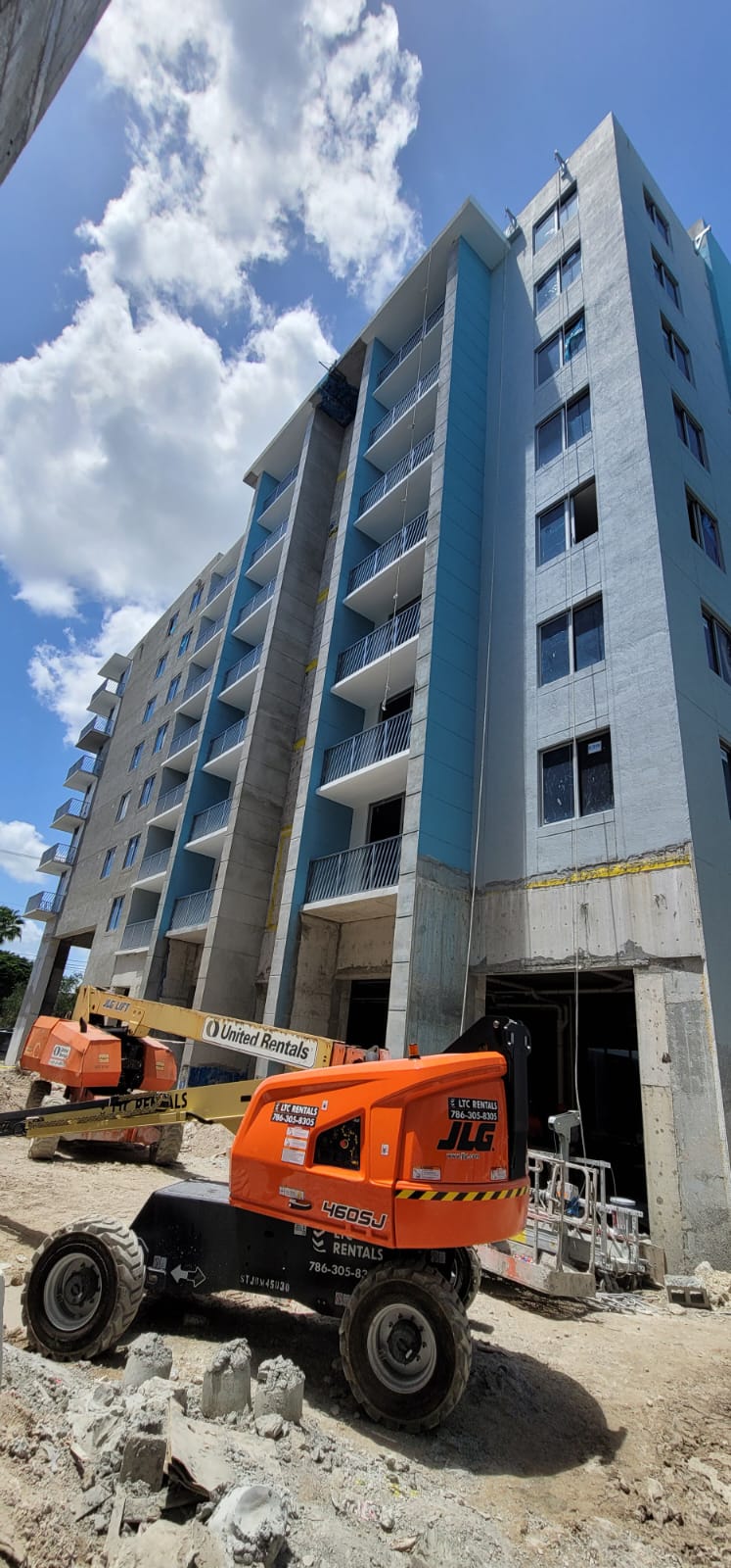 Eight-storey Doral residential development before building-wide glass cleaning